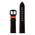 Bracelet en cuir noir et orange (ajustable)