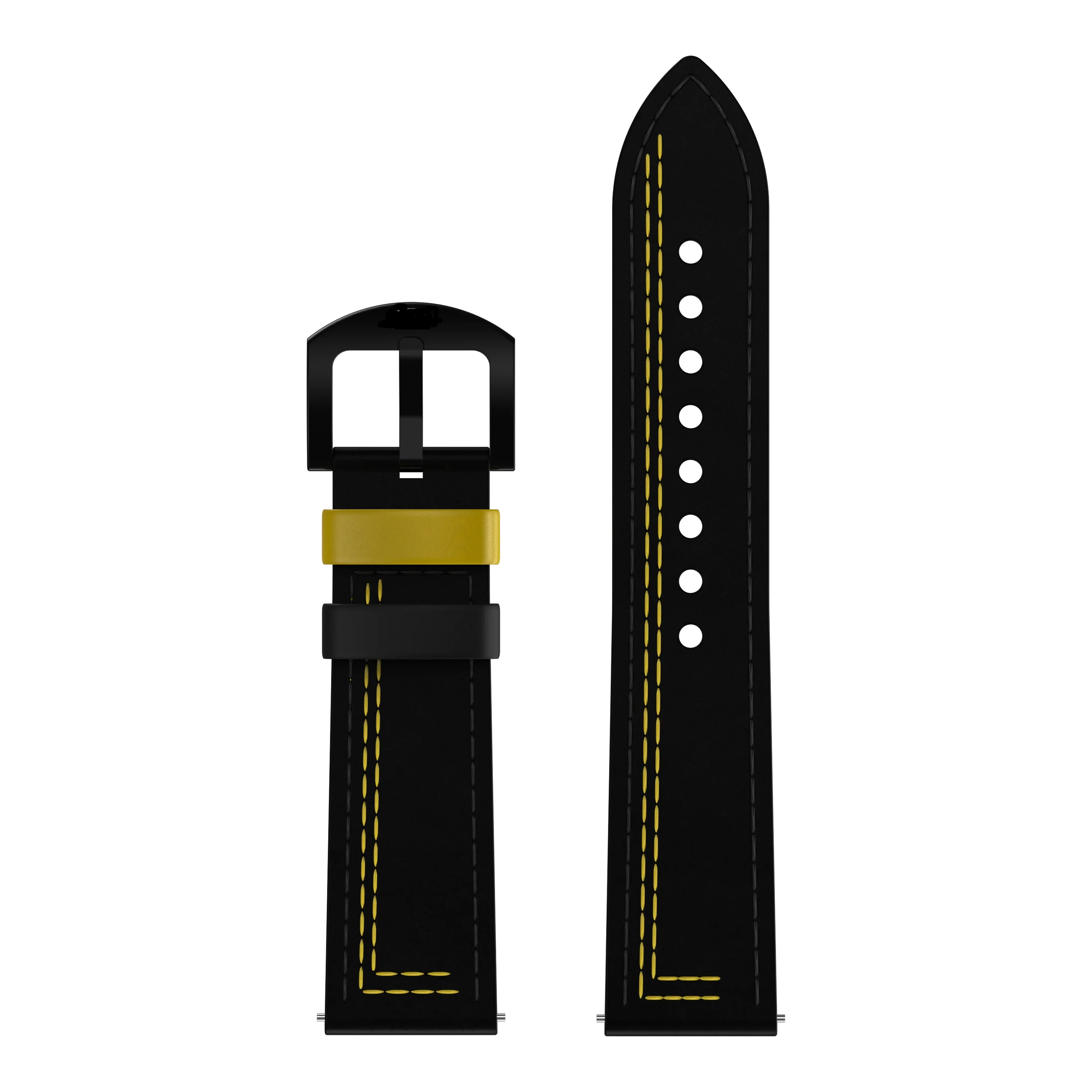Bracelet en cuir noir et jaune (ajustable)